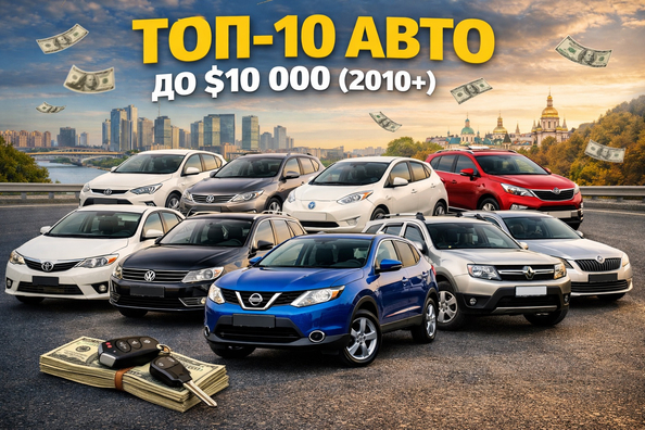 Top-10 lietoto auto līdz $10 000 Ukrainā un Eiropā