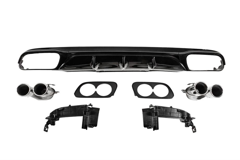 Mercedes E-klase W213 2016–2023 Aizmugurējais difuzors ar izplūdes uzgaļiem E53-Design Silver (Base) Image