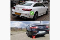 Mercedes E-class coupe C238 2016–2024 Aizmugurējais difuzors Black ar uzgaļiem Chrome (AMG53 dizains) foto 4
