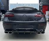 Mercedes E-class coupe C238 2016–2024 Aizmugurējais difuzors Black ar Chrome uzgaļiem (AMG63 dizains) foto 4