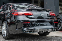 Mercedes E-class coupe C238 2016–2024 Aizmugurējais difuzors Black ar Chrome uzgaļiem (AMG63 dizains) foto 3