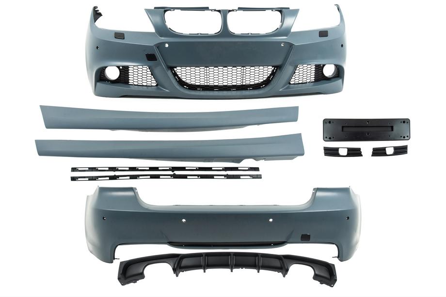 BMW 3. sērija E90/E91 2005–2011 M-Sport virsbūves komplekts (E90 2008-2011) Viencauruļu izplūde ar izvadi abās pusēs Foto 5