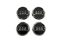 Audi Diska centra vāciņi 60/58 mm (melni ar hromu, 4 gab.) foto 1