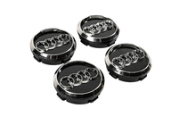 Audi Diska centra vāciņi 60/58 mm (melni ar hromu, 4 gab.) foto 3