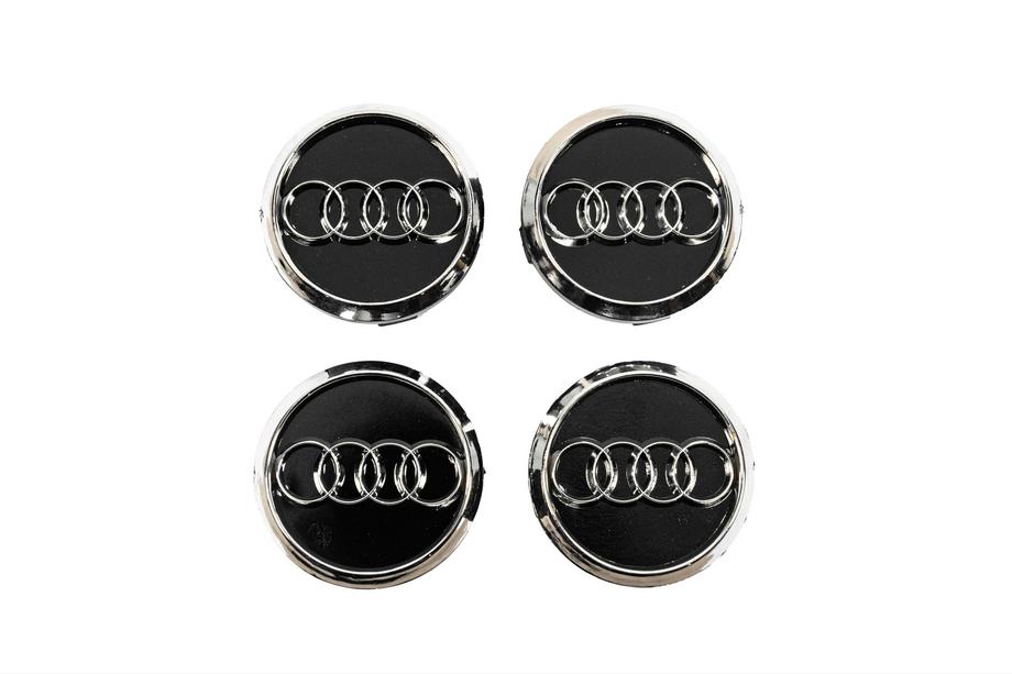 Audi Diska centra vāciņi 60/58 mm (melni ar hromu, 4 gab.) Image
