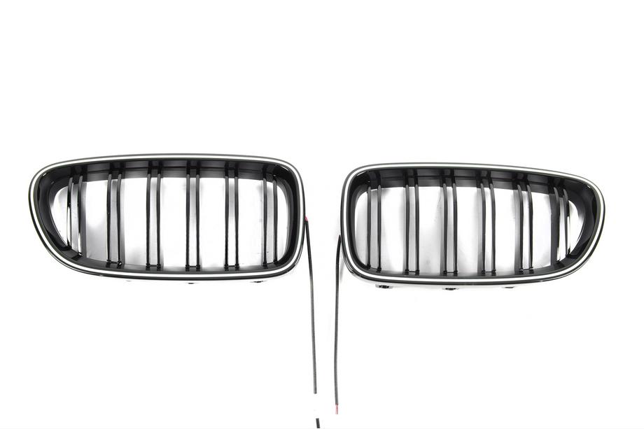 BMW 5. sērija F10/F11 2010–2016 BMW nieru restes M-look ar LED (spīdīgi melnas) Foto 2