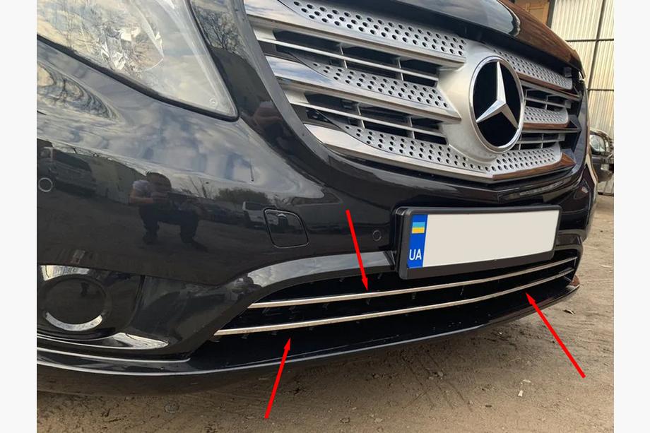 Mercedes Vito/V klase W447 2014– Bampera režģa uzlikas (2 gab., nerūsējošais tērauds) Vito pasažieru versija (melns hroms) Foto 2