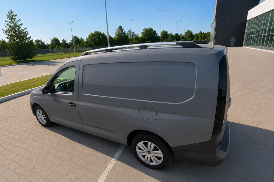 Volkswagen Caddy 2020– Hromēti jumta reliņi (turku dizains) Standarta garenbāze, plastmasas kājas Foto 2