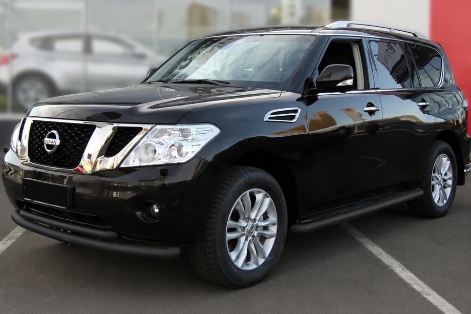 Nissan Pathfinder R51 2005–2014 Dubultais priekšējais aizsargs Black (nerūsējošais tērauds) Image