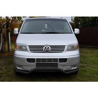 Priekšējais aizsargstienis Wave ST007 Black (nerūsējošais tērauds) Volkswagen T5 Transporter 2003–2010 foto 3