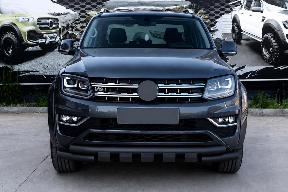 Volkswagen Amarok 2010–2022 Priekšējais aizsargstienis F3-08.7 Black (nerūsējošais tērauds) Foto 1