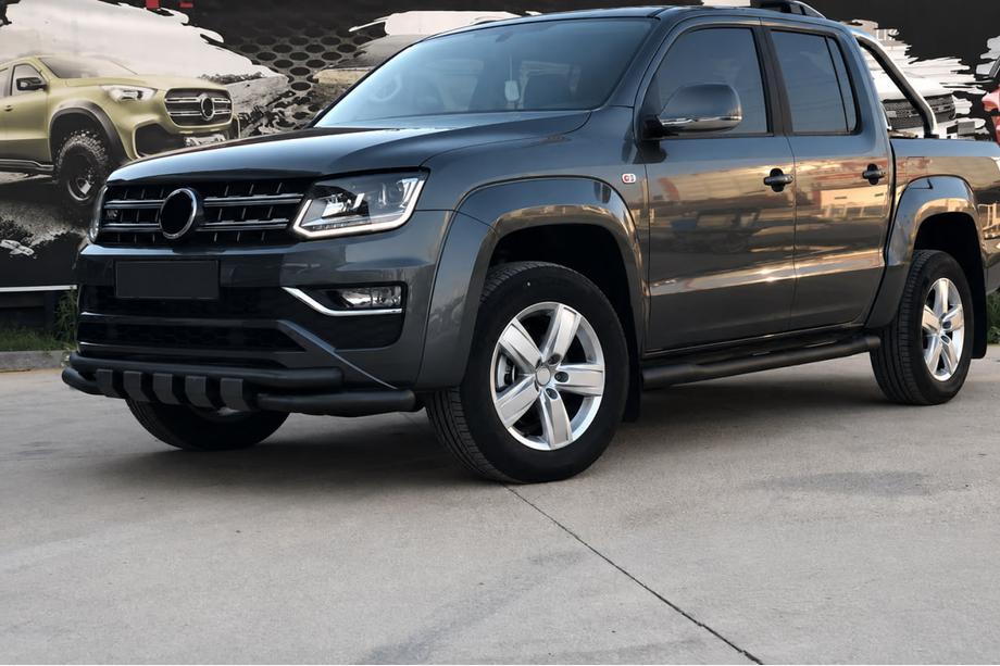 Volkswagen Amarok 2010–2022 Priekšējais aizsargstienis F3-08.7 Black (nerūsējošais tērauds) Foto 2