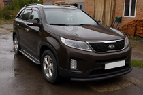 Kia Sorento II XM 2009–2014 Priekšējais aizsargstienis ST008 Black (2013-2015, nerūsējošais tērauds) foto 3