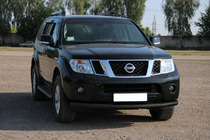 Nissan Pathfinder R51 2005–2014 Priekšējais aizsargstienis ST008-1 Black (nerūsējošais tērauds) foto 2