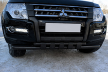Mitsubishi Pajero Wagon IV 2006–2021 Priekšējais aizsargs ST015 Black (nerūsējošais tērauds) foto 1