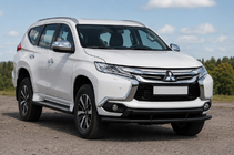 Mitsubishi Pajero Sport 2015– Priekšējā aizsardzība ST016 Black (nerūsējošais tērauds) foto 1
