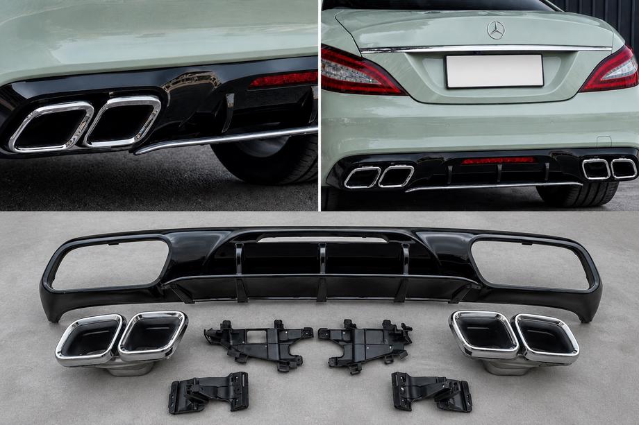 Mercedes CLS C218 2011–2018 Aizmugures difuzors ar hroma izplūdes uzgaļiem (2015-2018, GT63 dizains) Foto 1