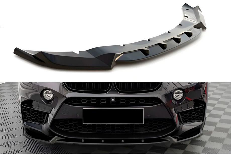 BMW X6 F16 2014–2019 Priekšējā bampera lūpas spoileris DPT V-2 (X6M F86, spīdīgi melns) Image