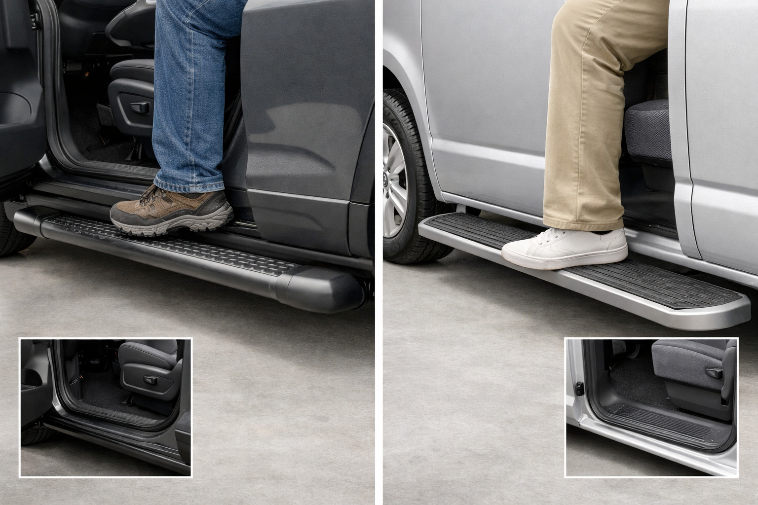 Sānu sliekšņi SUV vai busam: kā atšķiras ērtība