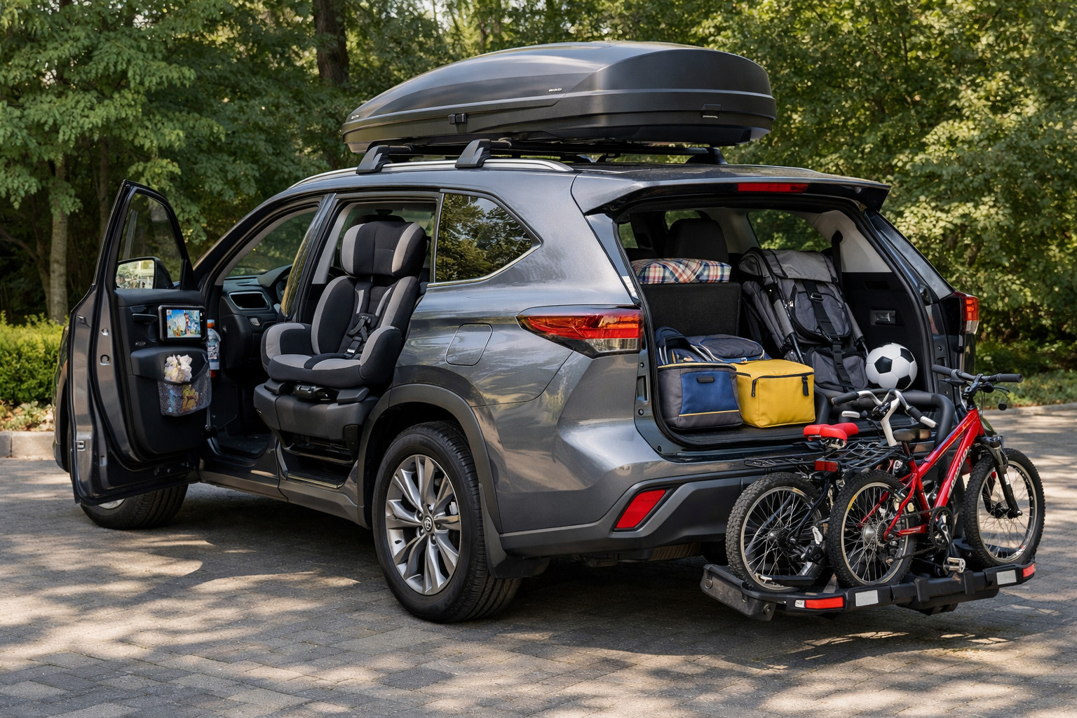 Toyota Highlander uzlabojumu pakete bērniem, bagāžai un ikdienas komfortam