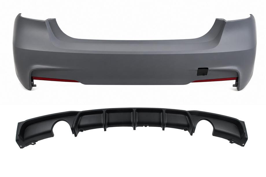 BMW 3. sērija F30/F31 2012–2019 Aizmugurējais bamperis ar difuzoru vienkāršai izplūdei abās pusēs M-Sport (F30) Image