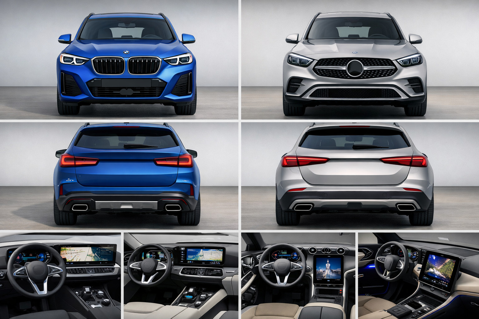 BMW X3 G45 vs Mercedes-Benz GLC X254: dizains, dzinēji un aprīkojums