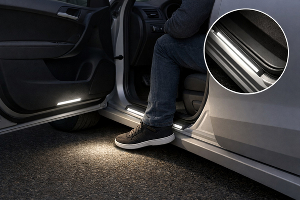 Kāpēc naktī ir neērti iekāpt auto un kā palīdz sliekšņu apgaismojums