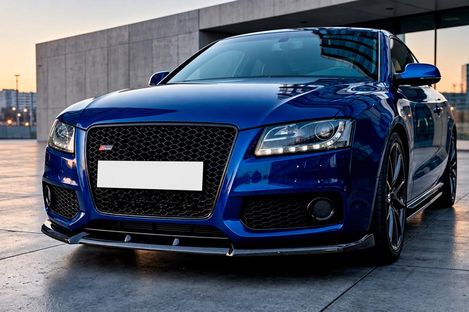 Audi A5 2007–2015 Priekšējā bampera lip spoileris Lip DPT V2 (S-Line, 2007-2011, melns spīdīgs) Foto 1