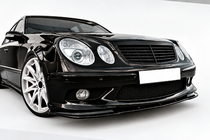 Mercedes E-class W211 2002–2009 DPT priekšējais lip spoileris (AMG, 2002-2006, spīdīgi melns) foto 1