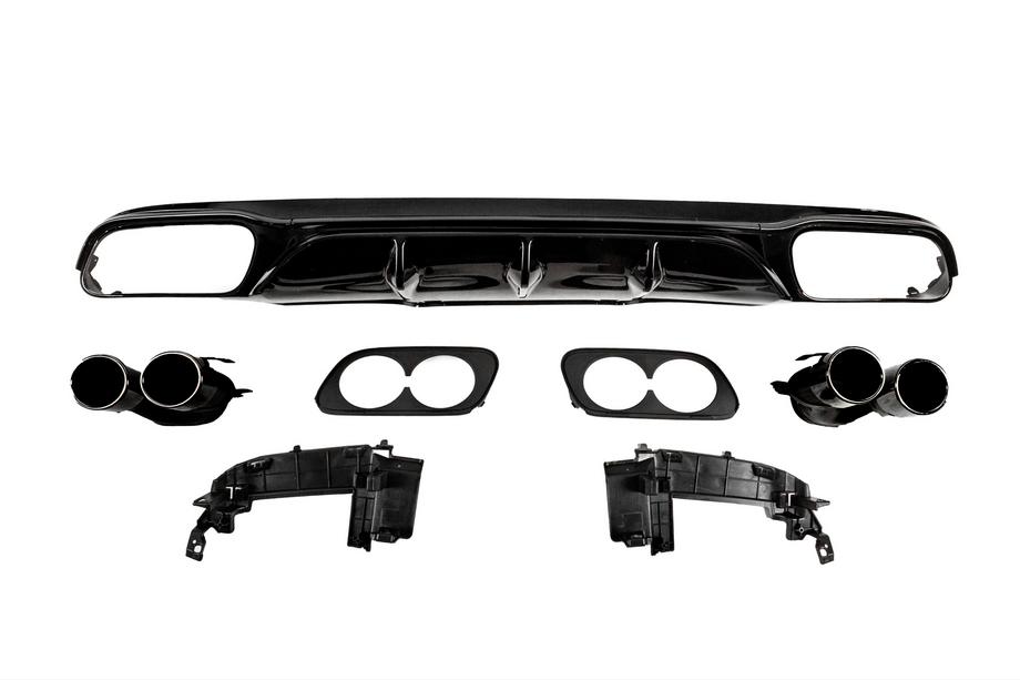 Mercedes E-klase W213 2016–2023 Aizmugurējais difuzors ar izplūdes uzgaļiem E53-Design Black (Base versijai) Image