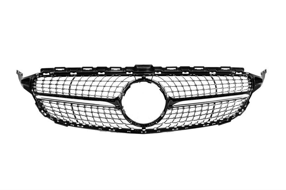 Mercedes C-class W205 2014–2021 Priekšējā reste Diamond Black (Avantgarde/AMG-Line/C43 AMG) 2014-2021, bez kameras Foto 1