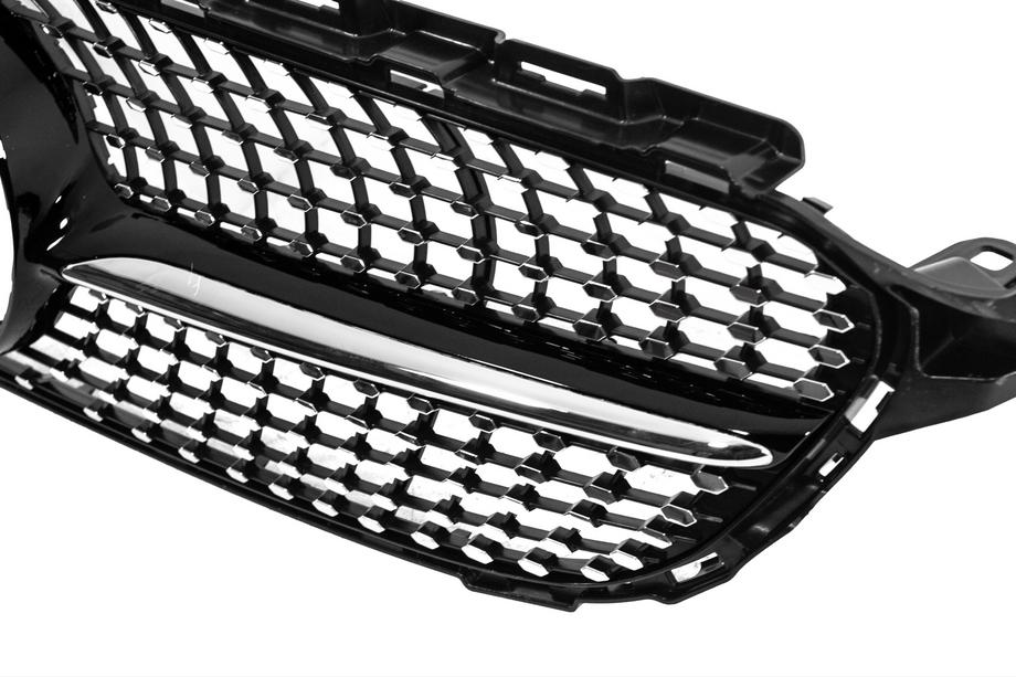 Mercedes C-class W205 2014–2021 Priekšējā reste Diamond Black (Avantgarde/AMG-Line/C43 AMG) 2014-2021, bez kameras Foto 4
