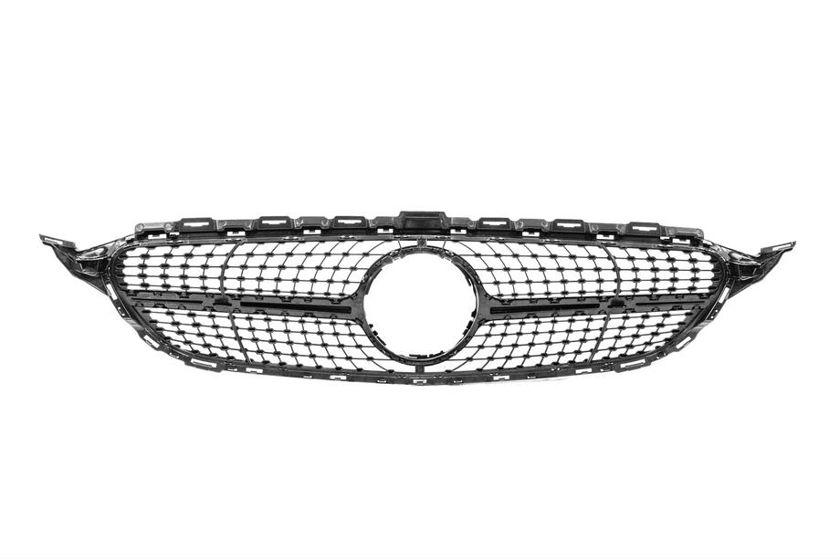 Mercedes C-class W205 2014–2021 Priekšējā reste Diamond Black (Avantgarde/AMG-Line/C43 AMG) 2014-2021, bez kameras Foto 5