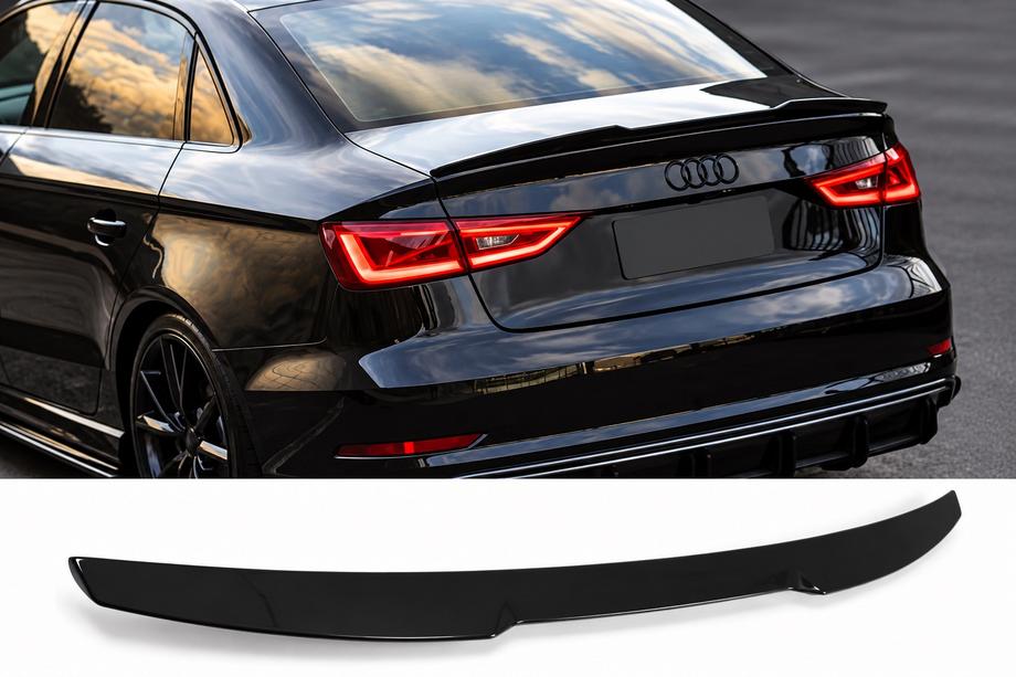 Audi A3 2012–2020 M4 stila spoileris (SD, melns spīdīgs) Foto 1