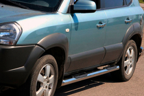 Hyundai Tucson JM 2004– Sānu sliekšņu caurules BB002 (2 gab., nerūsējošais tērauds) foto 2
