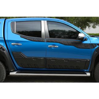 Durvju statņu moldingi (6 gab., nerūsējošais tērauds) Mitsubishi L200 2006–2015 foto 1
