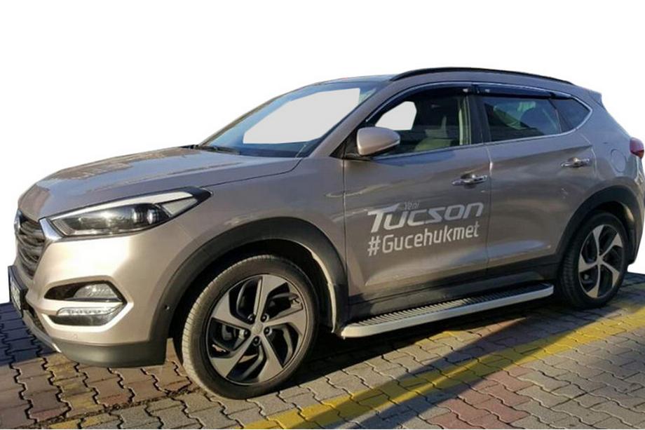 Hyundai Tucson TL 2016–2021 Sānu sliekšņi Tayga Grey (2 gab., alumīnijs) Image