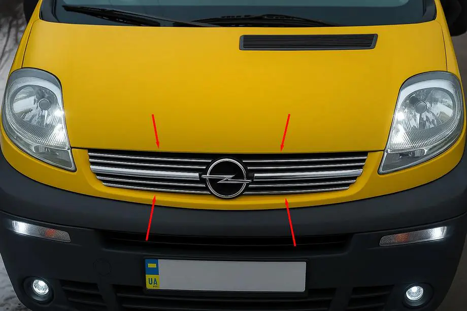 Opel Vivaro 2001–2015 Radiatora režģa hroma uzlikas 2001-2007 (8 gab., nerūsējošais tērauds) Image