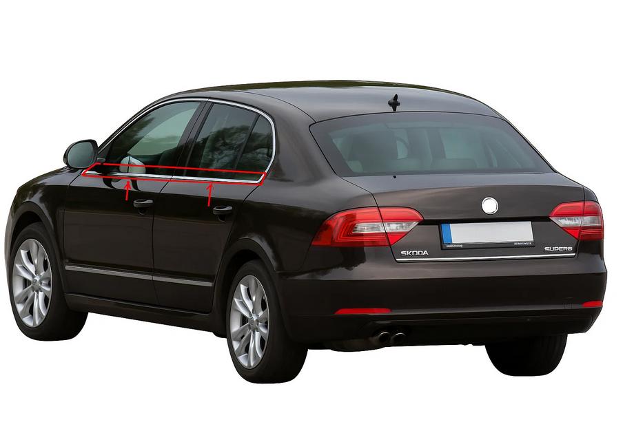 Skoda Superb 2009–2015 Logu apmales (4 gab., nerūsējošais tērauds) Image