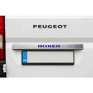 Hromēta līste virs numura zīmes ar zilu LED (nerūsējošais tērauds) Peugeot Boxer 2006–2025 foto 1