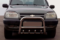 Chevrolet Niva 1998–2020 Priekšējais aizsargstienis (bullbar) QT006 (nerūsējošais tērauds) foto 1