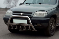 Chevrolet Niva 1998–2020 Priekšējais aizsargstienis (bull bar) WT004 (nerūsējošais tērauds) foto 2