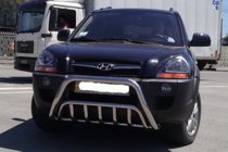 Hyundai Tucson JM 2004– Priekšējais bullbar WT002 (nerūsējošais tērauds) foto 2
