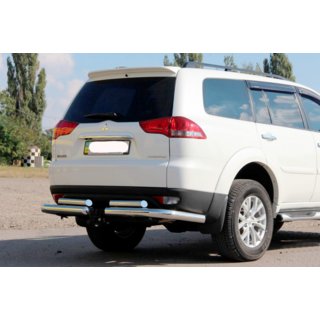 Aizmugures aizsargstienis AK003-Special (2 gab., nerūsējošais tērauds) Mitsubishi Pajero Sport 2008–2015 foto 1