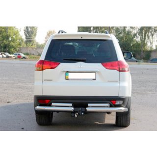 Aizmugures aizsargstienis AK003-Special (2 gab., nerūsējošais tērauds) Mitsubishi Pajero Sport 2008–2015 foto 2