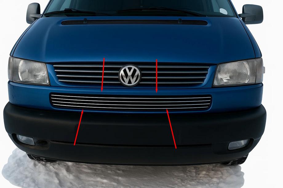 Volkswagen T4 Caravelle/Multivan 1990–2003 Bampera restes uzlikas Косою капот (4 gab., nerūsējošais tērauds) Image