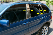 BMW X5 E53 1999–2006 Durvju statņu moldingi (8 gab., nerūsējošais tērauds) foto 1