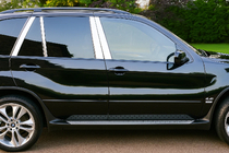 BMW X5 E53 1999–2006 Durvju statņu moldingi (8 gab., nerūsējošais tērauds) foto 2