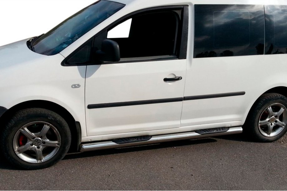 Volkswagen Caddy 2004–2010 Sānu aizsargcaurules (2 gab., nerūsējošais tērauds) 60 mm, standarta bāze Foto 3
