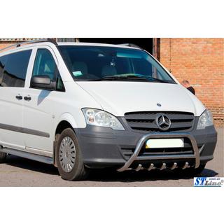 Priekšējais aizsargstienis (bullbar) WT003/004 (nerūsējošais tērauds) Mercedes Viano 2004–2014 foto 2
